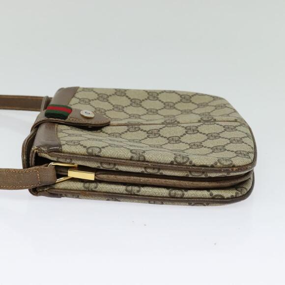 GUCCI GG Supreme Web Sherry Line Shoulder Bag Pvc Beige Gold Red - Picture 4 of 16